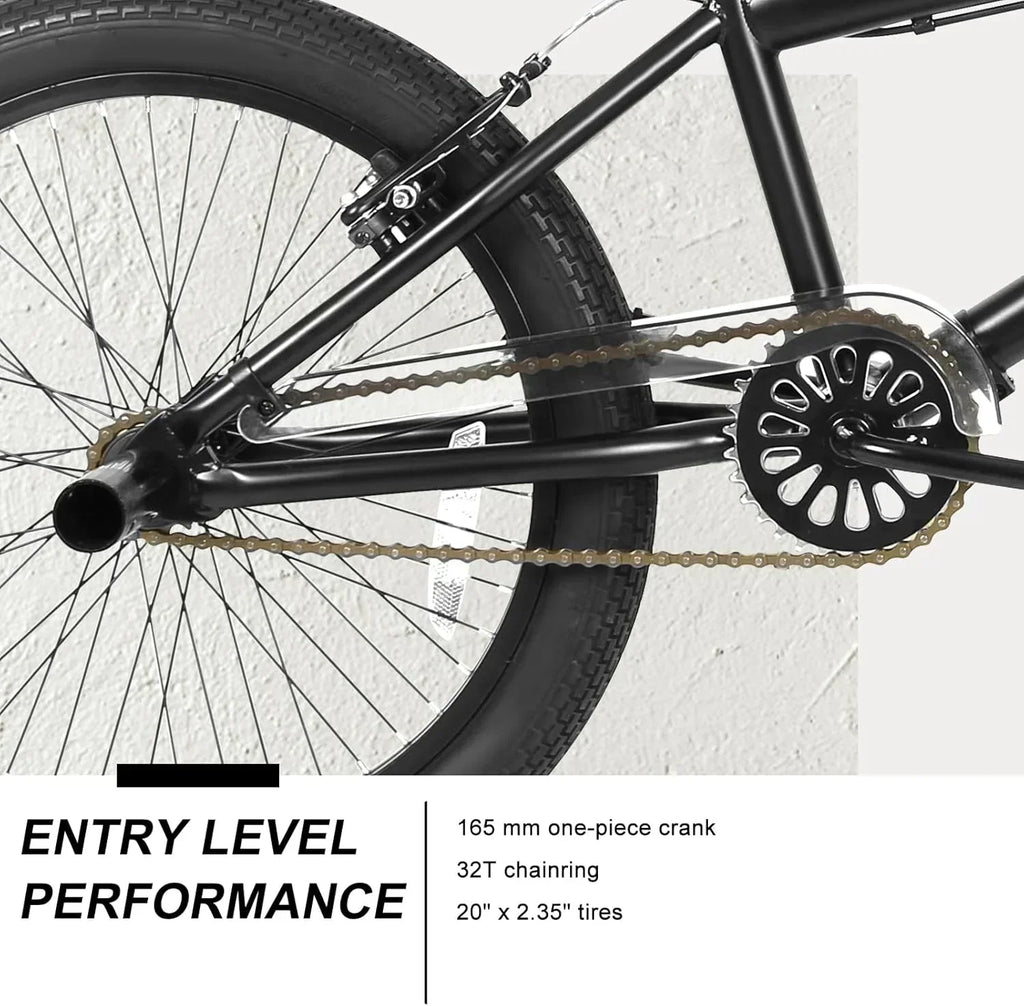 WEIZE Freestyle BMX Bicycle 20 Inch Stunt Bike for Kids and Adults Men and Women High Strength