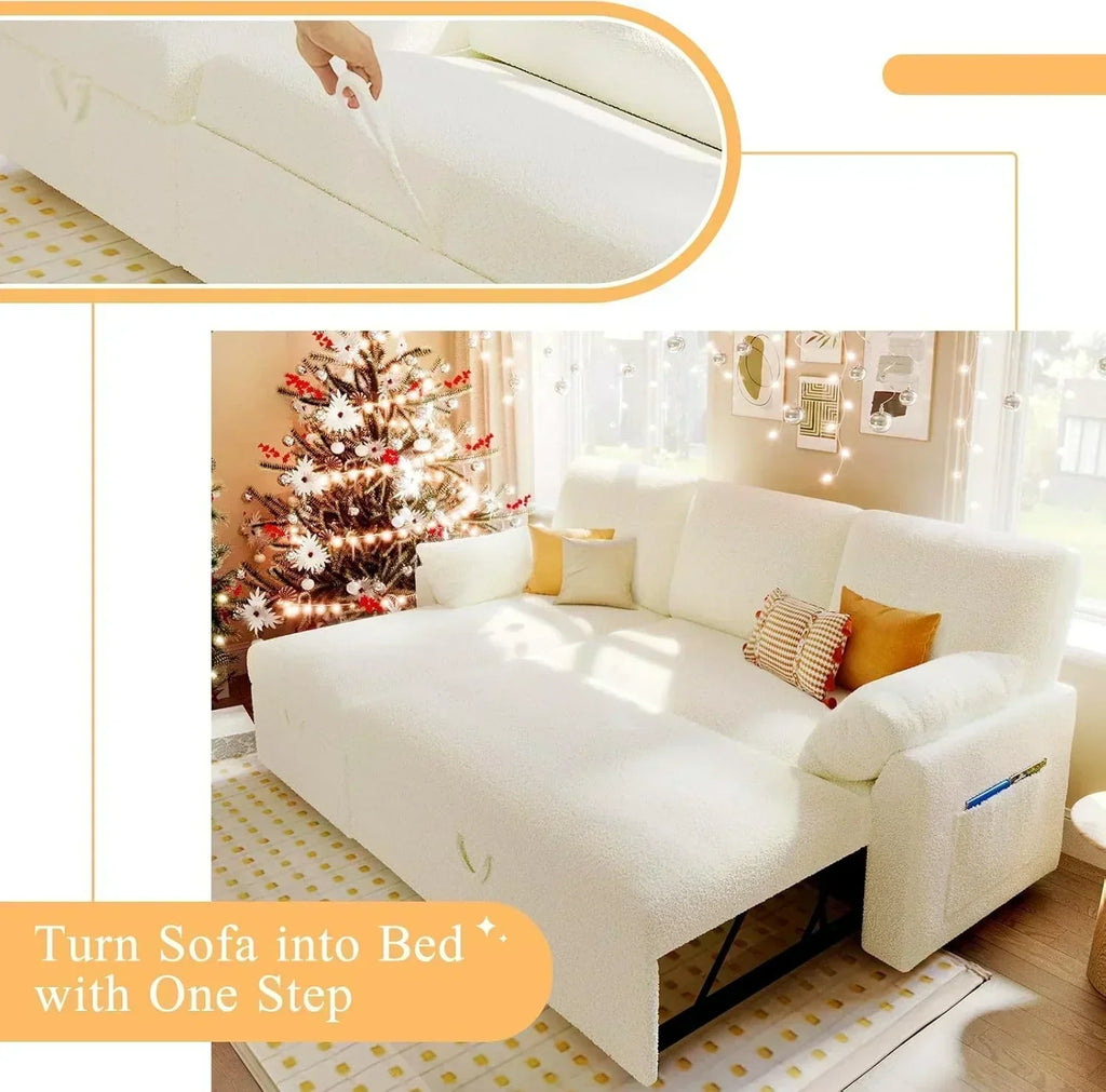 VanAcc Sofa Bed Sleeper Sofa with Storage Chaise 2 in 1 Pull Out Couch Living Room