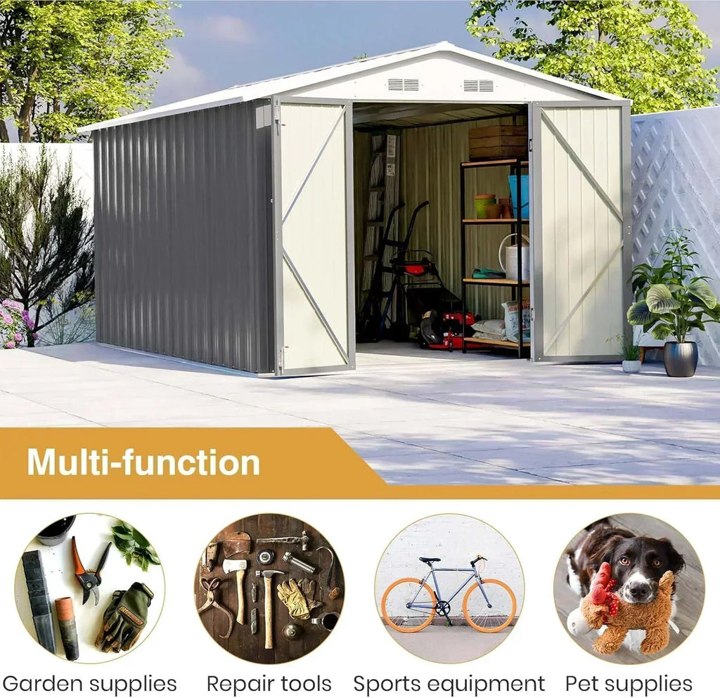 Patiowell 5x3 FT Outdoor Storage Shed Tool Shed with Sloping Roof and Lockable Door Metal Shed