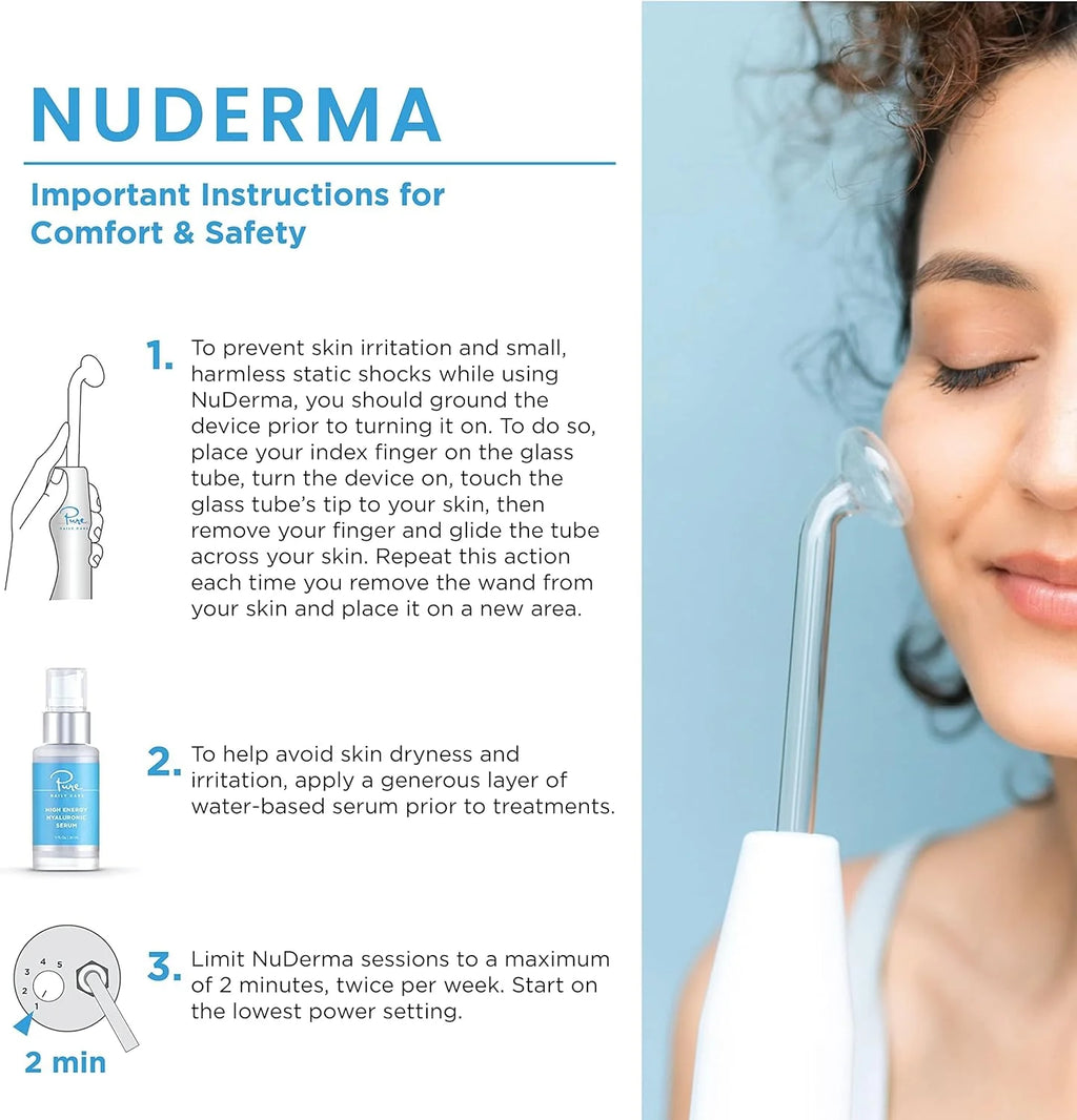 NuDerma Professional Skin Therapy Wand Portable Skin Therapy Machine 6 Neon Argon Wands