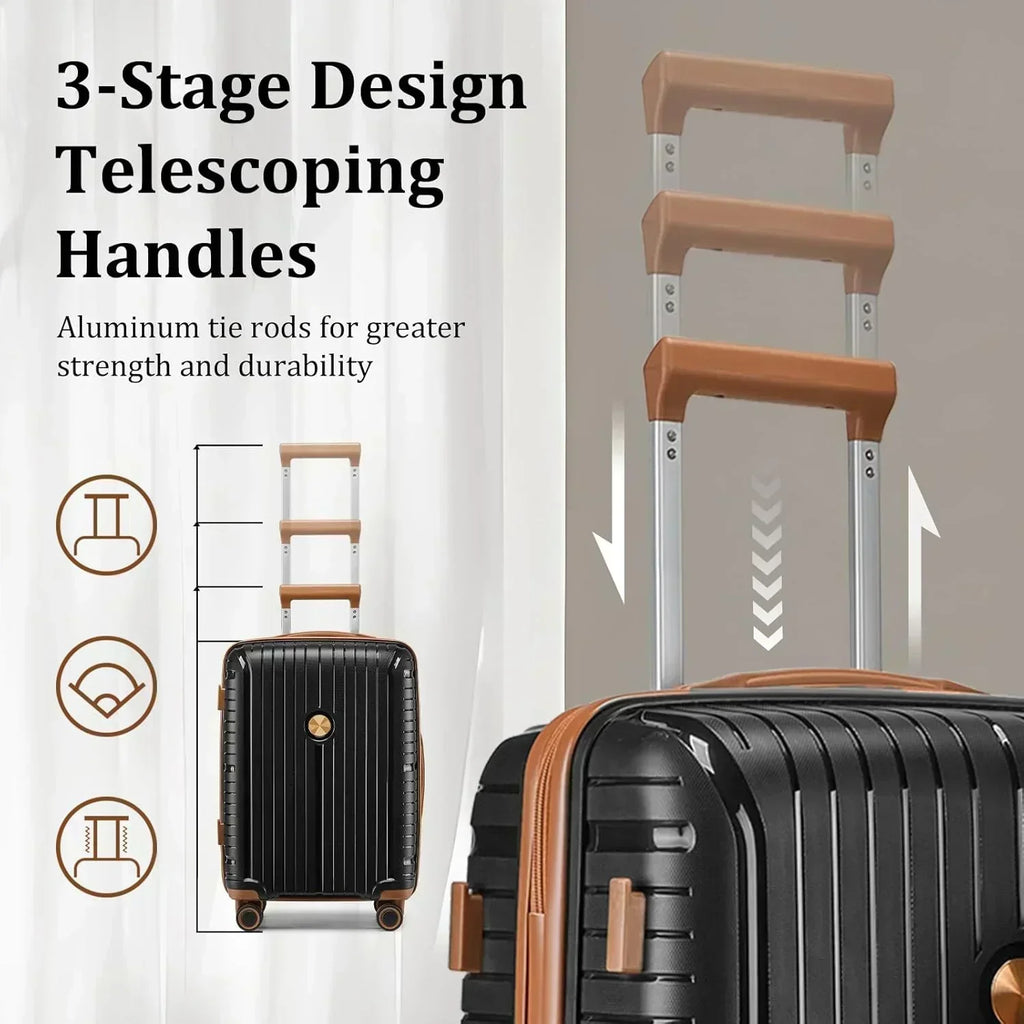 5-piece PP hardshell lightweight travel carry-on luggage set with dual spinner wheels