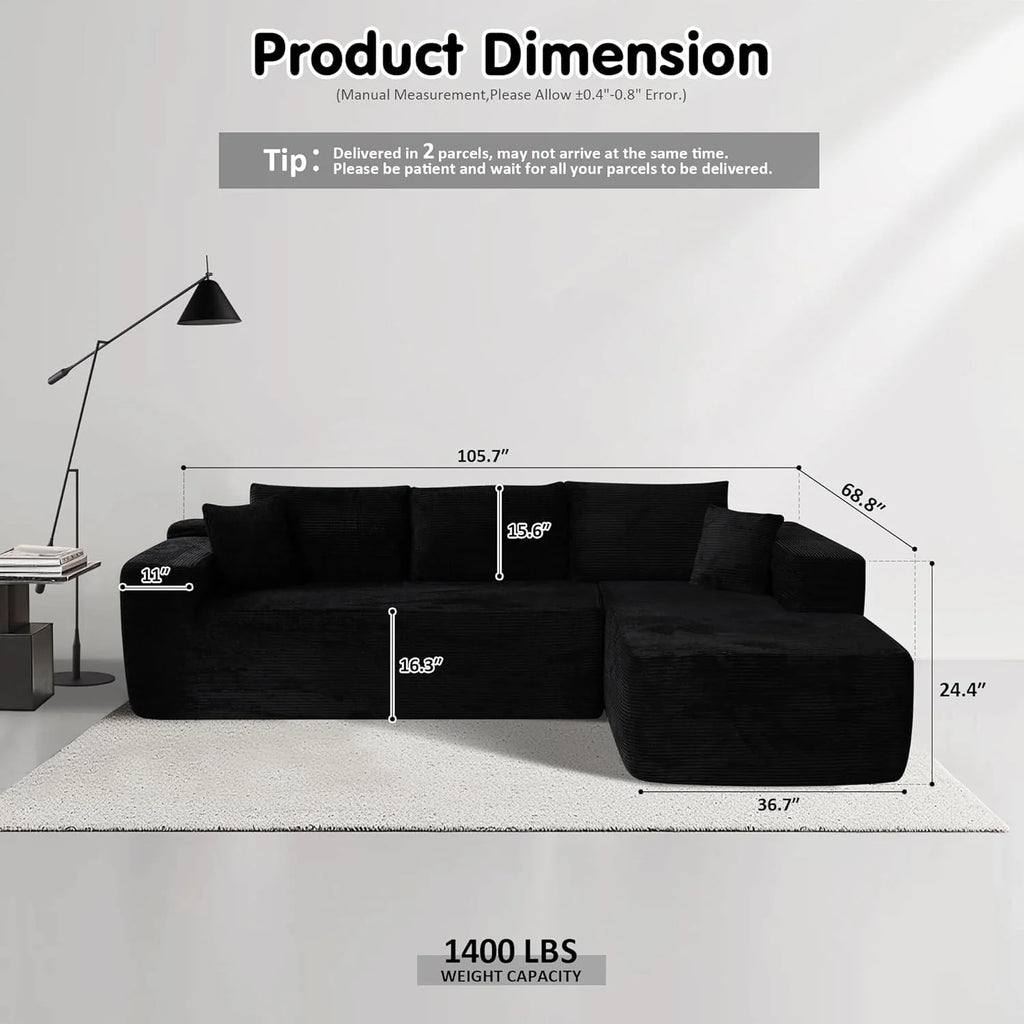Ovios 104 Cloud Section Sofa L-shaped lounge chair, modern modular sofa