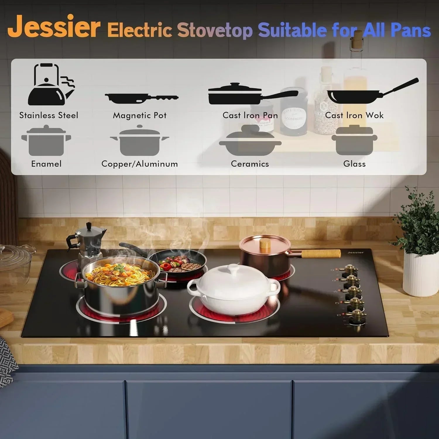 Electric Cooktop 30 Inch - 5 Burners Built-in Ceramic Cooktop 30 Electric Stove Top