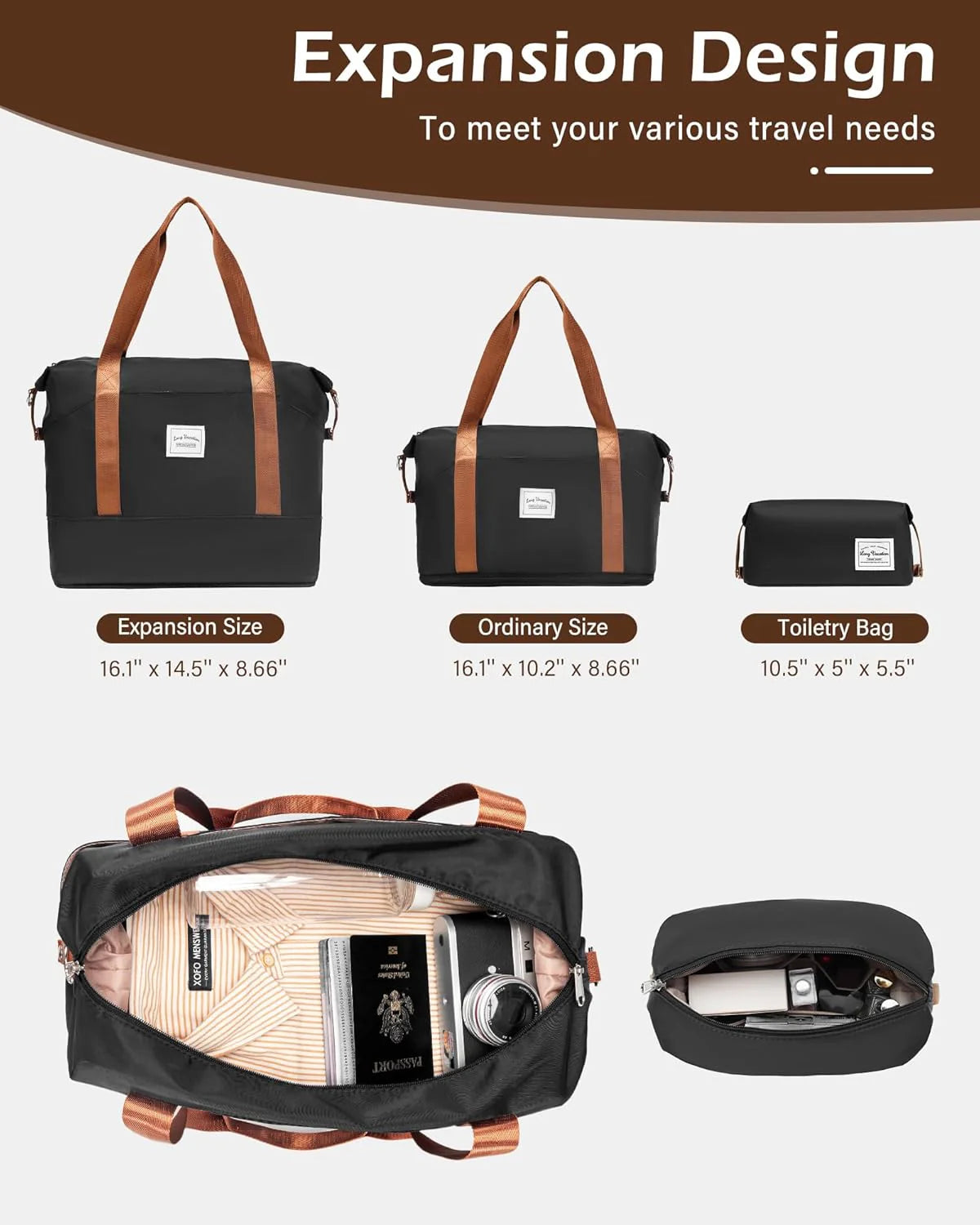 LONG VACATION 6 Piece Luggage Set Carry on Suitcase with ABS+PC hardshell, Spinner Wheels & YKK Zipper TSA Lock
