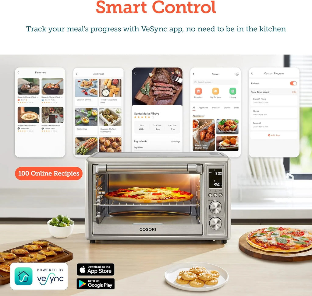 Air Fryer Toaster Oven Combo 13-in-1 32Qt APP & Voice Control Convection Oven Countertop