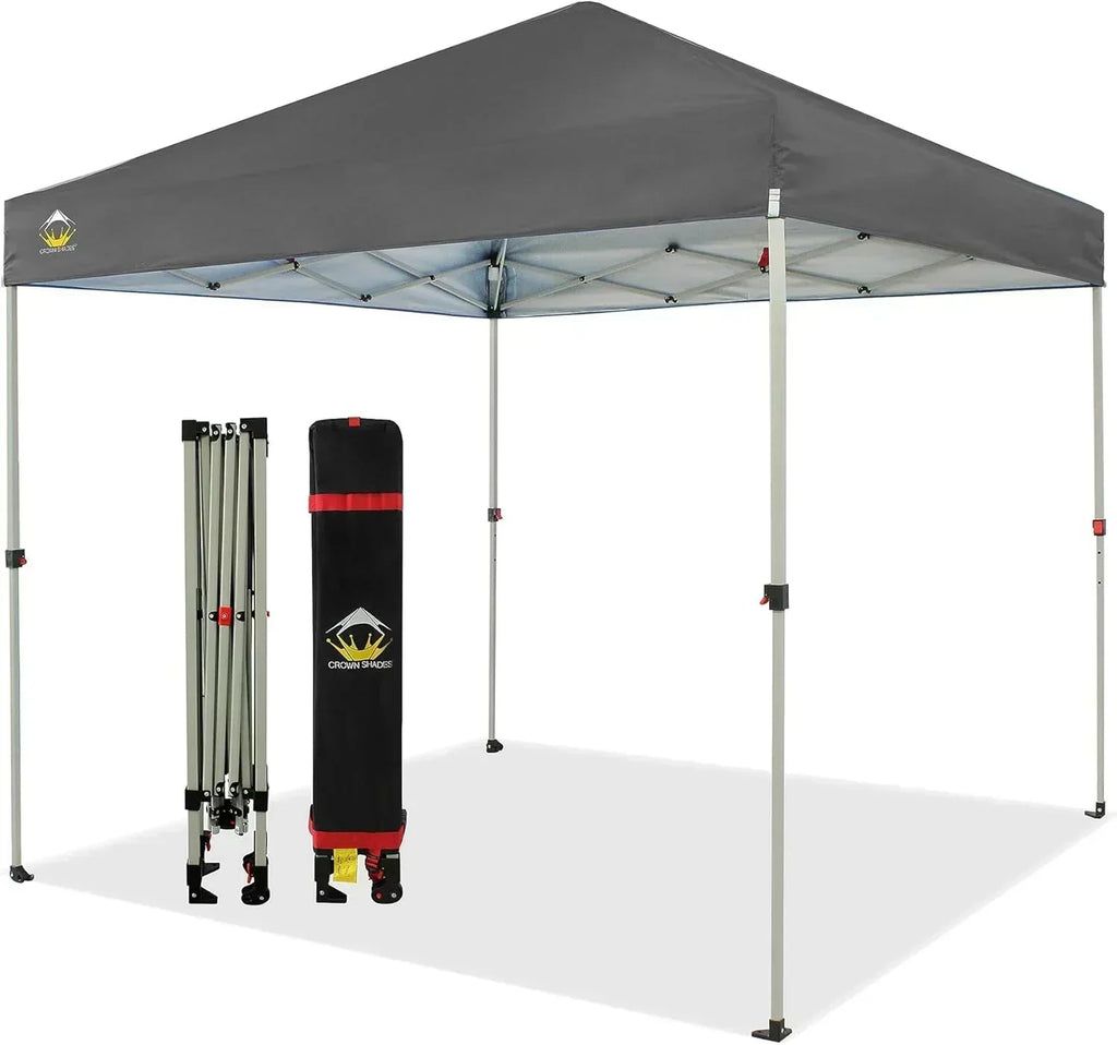 10x10 Pop-Up Awning One-Click Installation Beach Tent Outdoor Sunshade Silver Coated Top