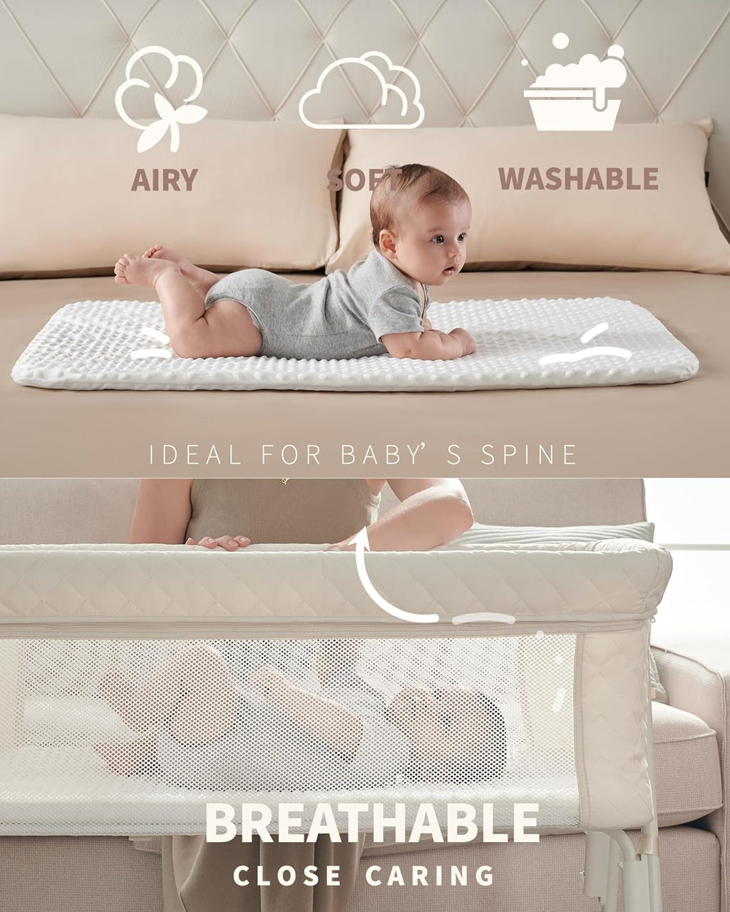 Bassinet Bedside Sleeper Baby Crib for Newborn Baby Bassinets Bedside Sleeper 4 Auto-Lock