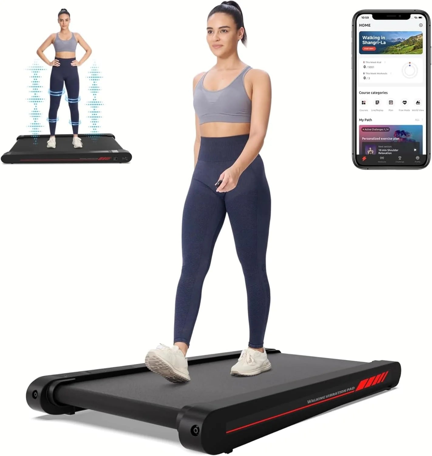 Sperax Walking Treadmill Pad with APP 3 in 1 Under Desk Treadmill 400W Low Noise