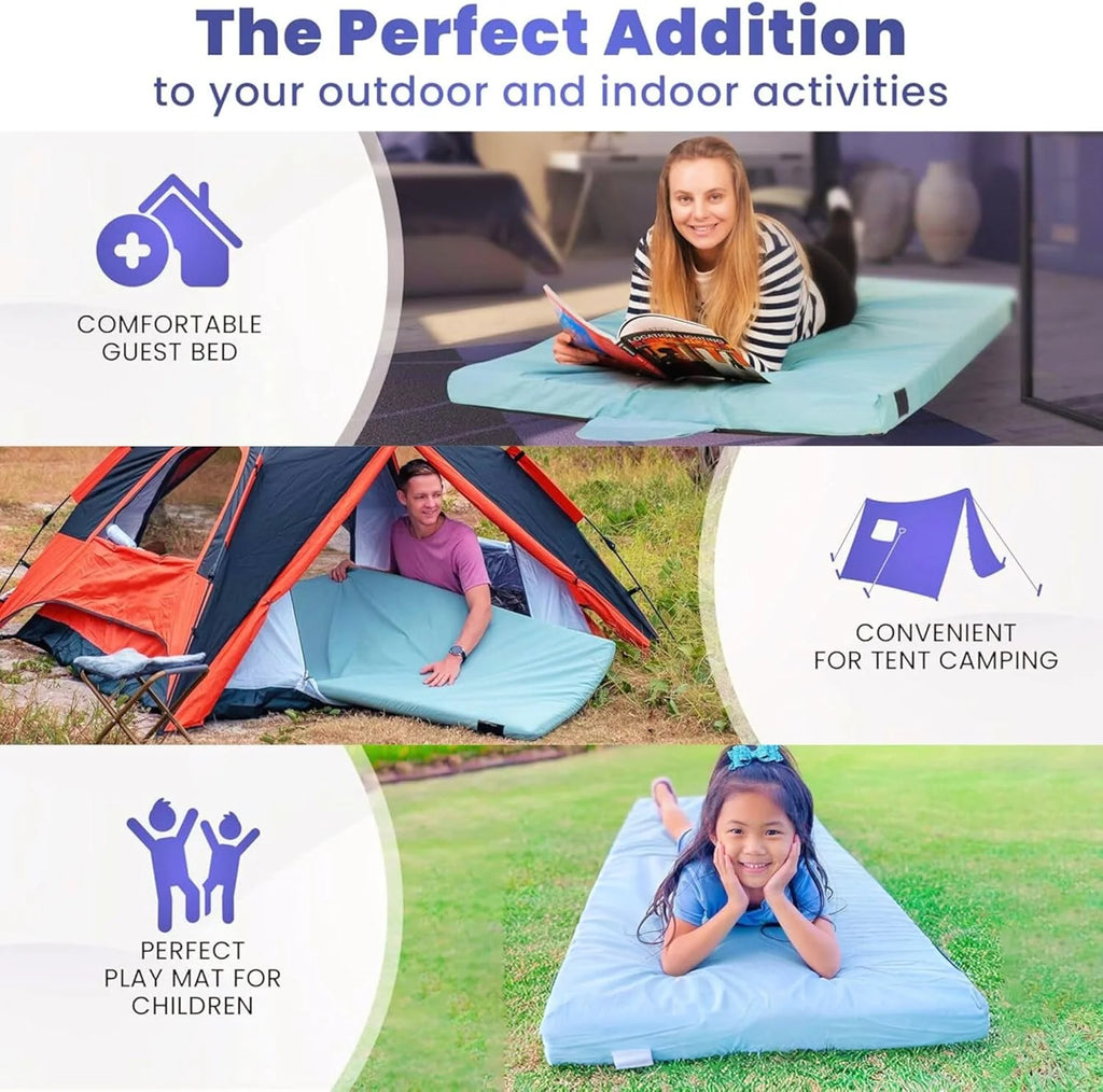 Matrix Comfort-Cell Memory Foam Camping Mattress Pad, Portable Foam Sleeping Pad for Camping, Roll up Sleeping Mat for Adults Floor Mattress Guest Floor Bed for Sleepover, Car, Tent SUV Cot Mattress
