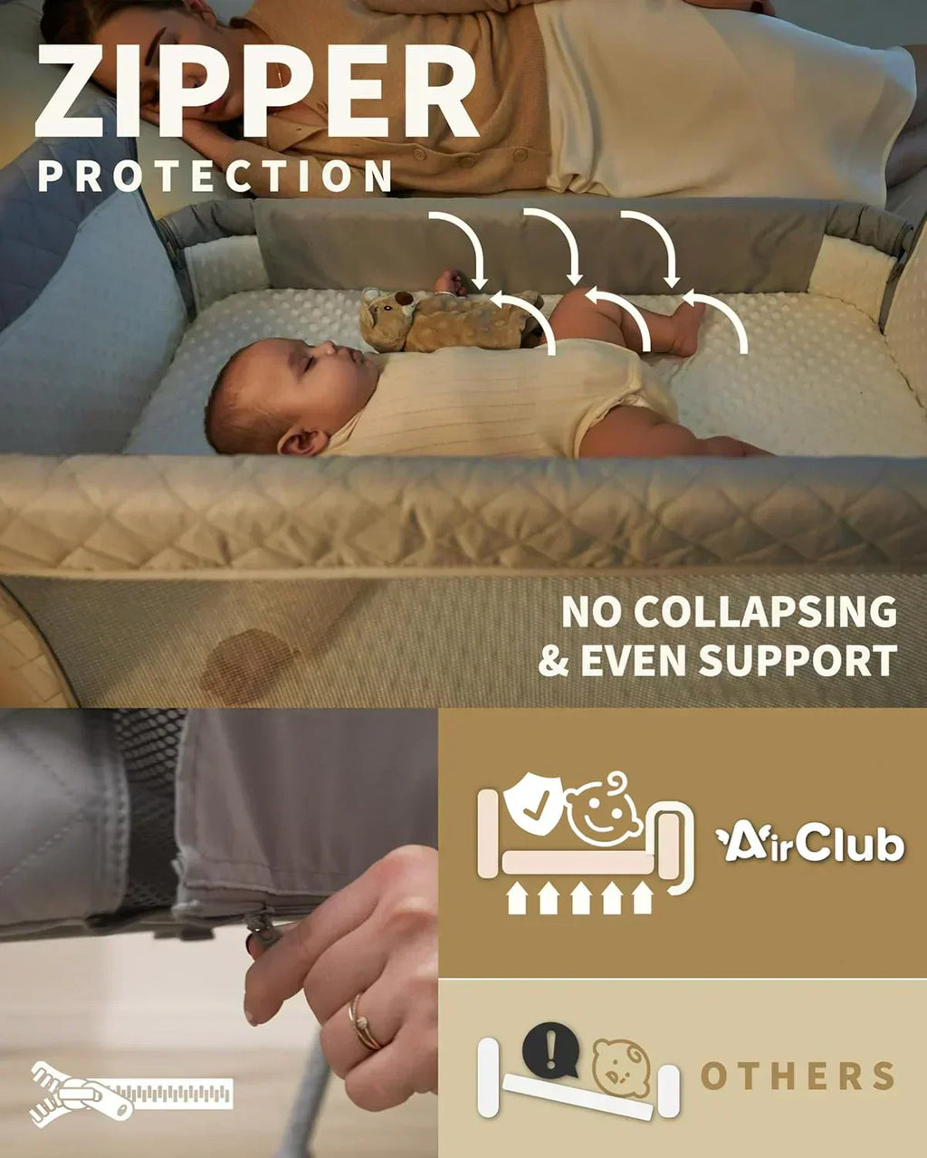 Bassinet Bedside Sleeper Baby Crib for Newborn Baby Bassinets Bedside Sleeper 4 Auto-Lock