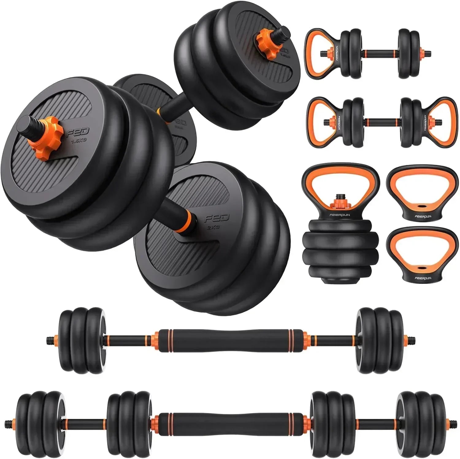 Feierdun adjustable dumbbells with connectors Barbell, kettlebell push-up stand