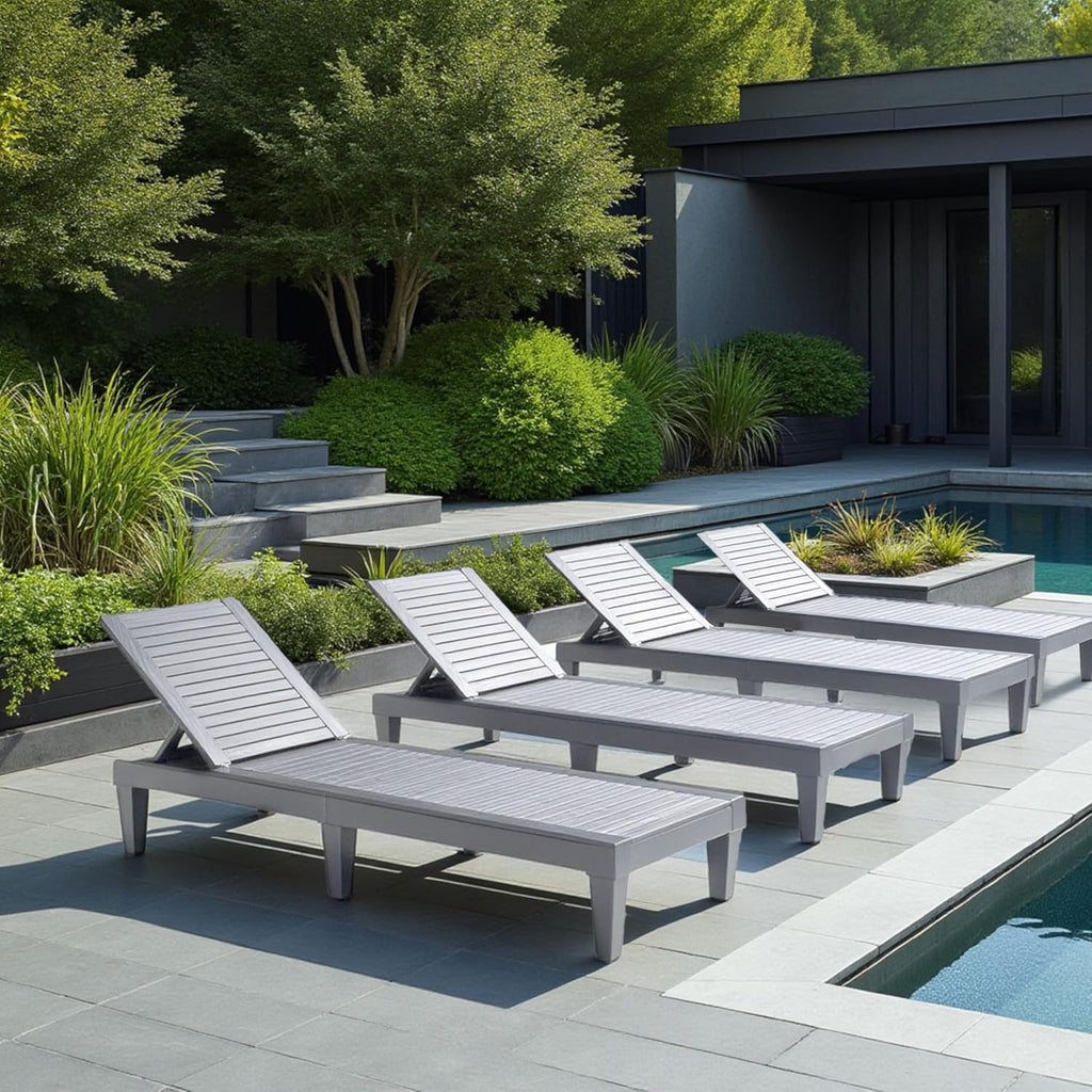 Patio Chairs Black Chaise Lounge Chair Outdoor 5-Position Adjustable Sun Tanning Chair