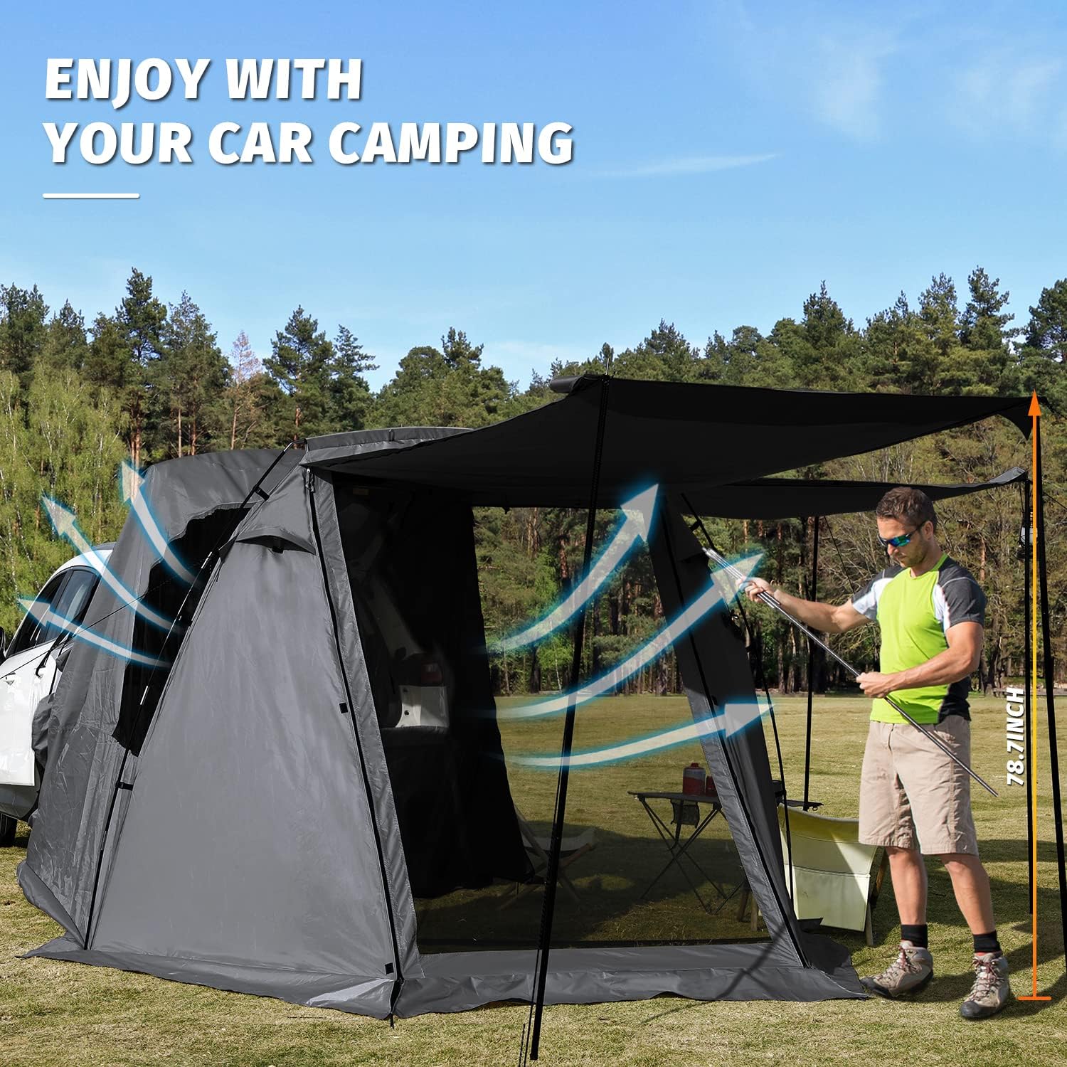 KAMPKEEPER SUV Car Tent Tailgate Shade Awning Tent for Camping Vehicle Camping Tents