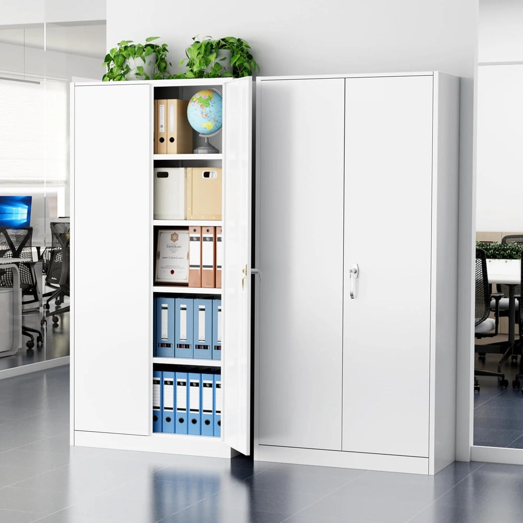 Greenvelly Metal Storage Cabinet, 72 Black Locking Metal Cabinet with 2 Doors and 4 Adjustable Shelves, Lockable Garage Storage Cabinets for Home Office, Garage, Kitchen, Living Room