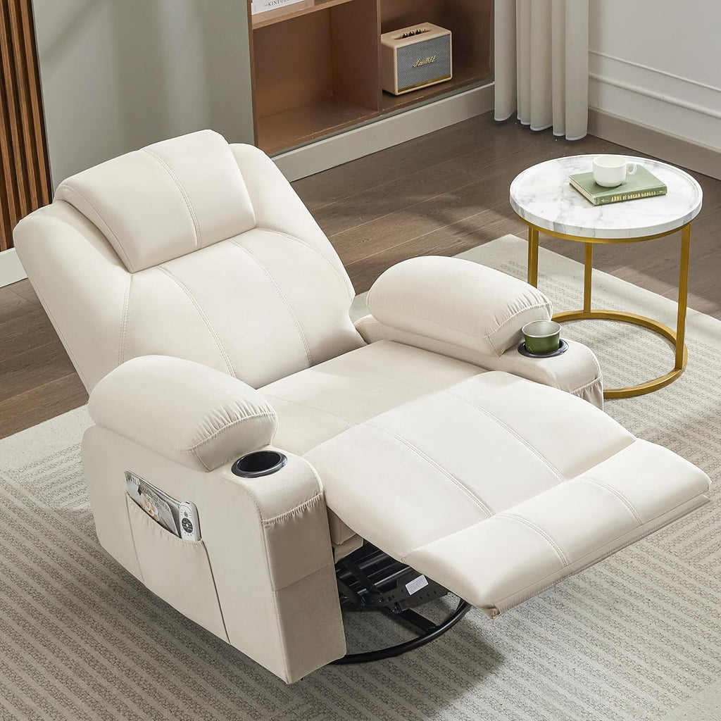 Large Swivel Rocking Recliner with Massage Function 360 Degree Swivel Rocking Single Sofa