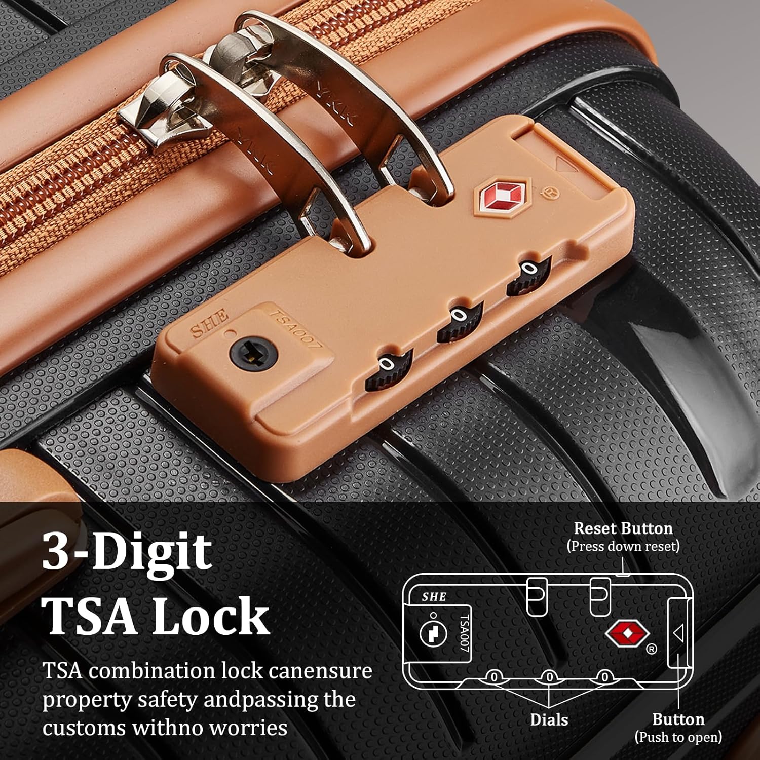5-piece PP hardshell lightweight travel carry-on luggage set with dual spinner wheels