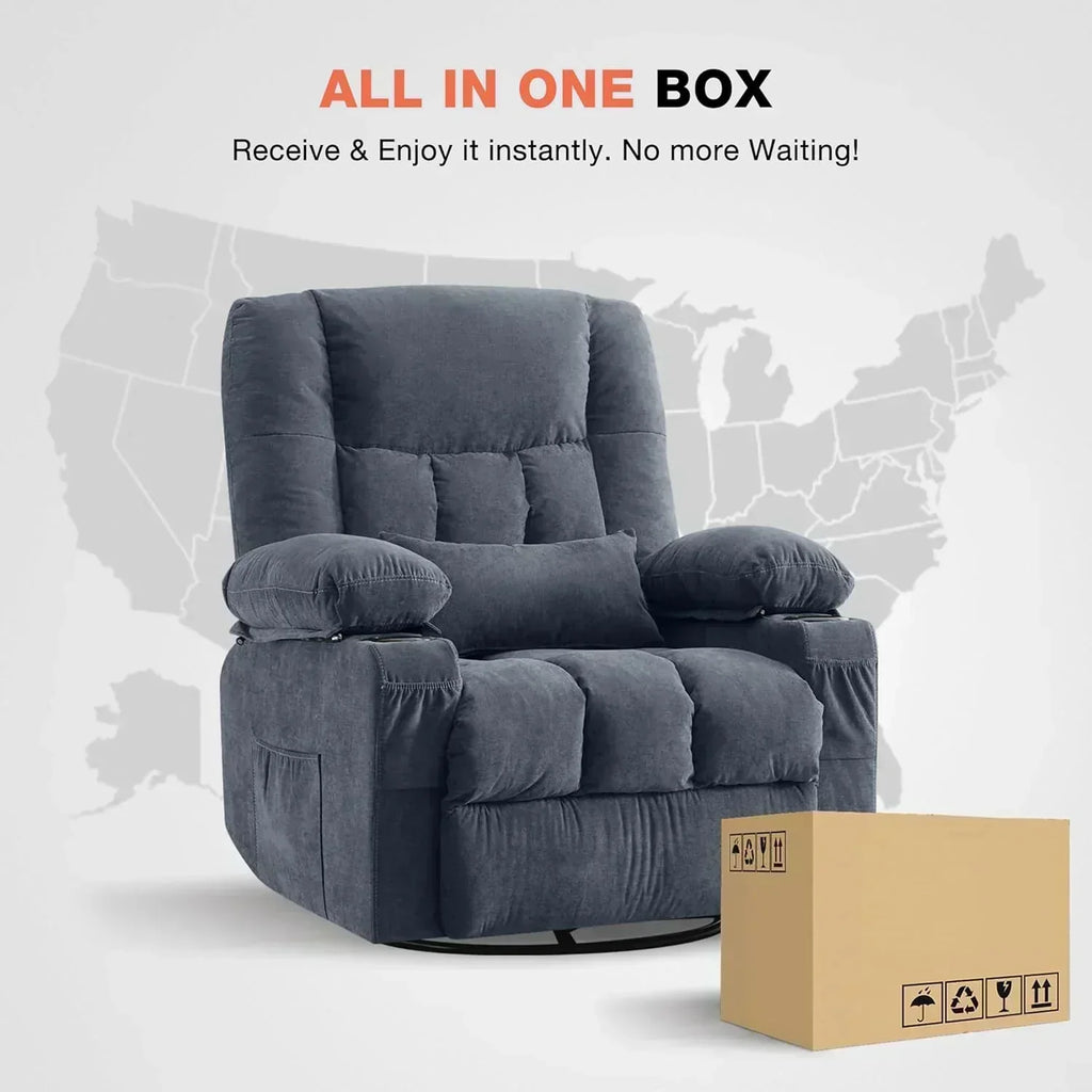Massage rotating rocking lounge chair with vibration massage and calorie metering functions