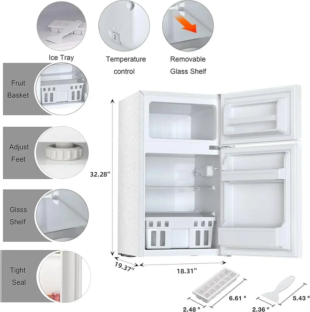 Antarctic Star Compact Mini Refrigerator Separate Freezer Small Fridge Double 2-Door