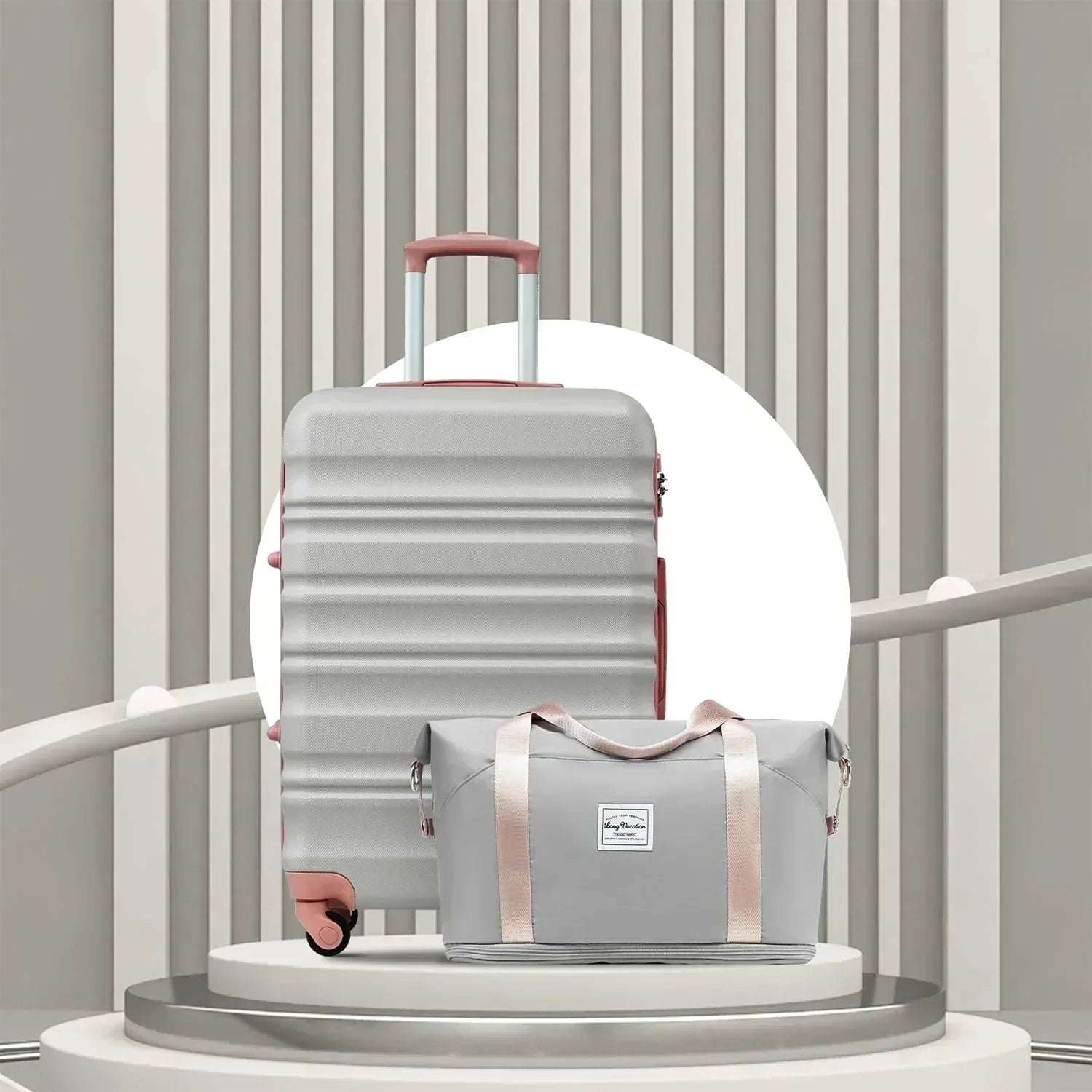 LONG VACATION 6 Piece Luggage Set Carry on Suitcase with ABS+PC hardshell Spinner Wheels