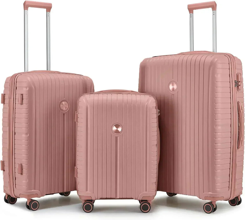 5-piece PP hardshell lightweight travel carry-on luggage set with dual spinner wheels