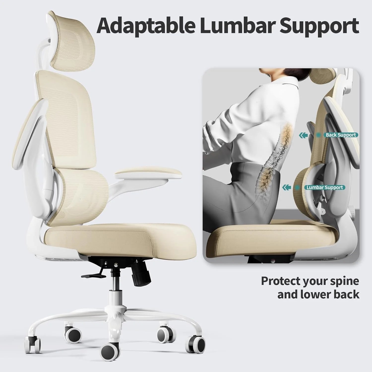 Office Chair Ergonomic Desk Chair, 330 lbs Home Mesh Desk Chair with Wheels, Comfortable Gaming Chair, High Back Office Chair