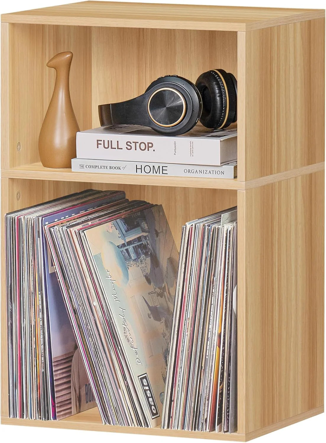 LEYAOYAO Wooden 7 Cube Book Shelf Natural Bookshelf Legs Modern Open Storage Organizer