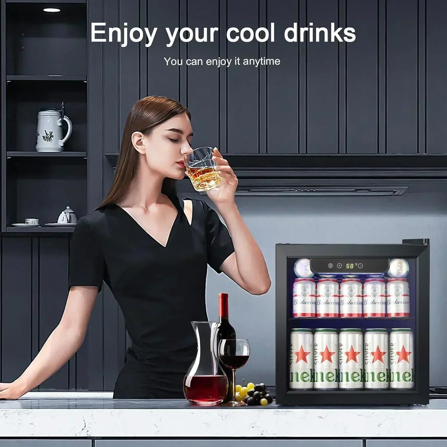 Antarctic Star Beverage Refrigerator Cooler 68 Can Mini Fridge with Glass Door for Beer Drinks Wine