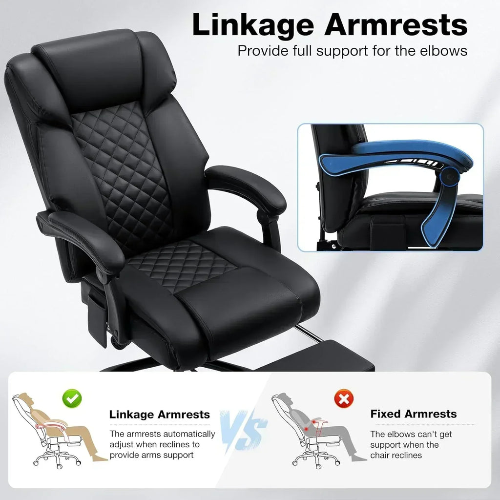 Massage office chair with heating function Reclining high back home office desk chair