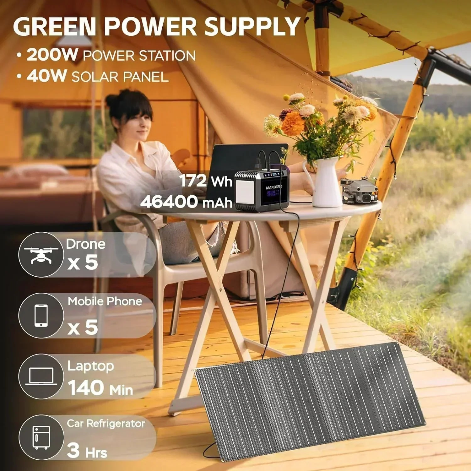 Portable Power Station 88Wh Camping Lithium Battery Solar Generator Fast Charging Power Bank