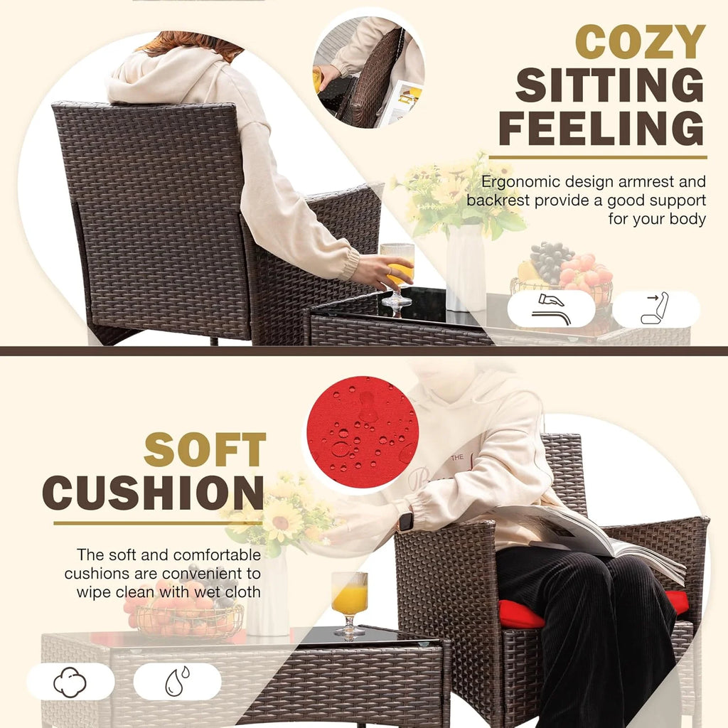 Homall 4 Pieces Outdoor Patio Furniture Sets Rattan Chair Wicker Set, Outdoor Indoor Use Backyard Porch Garden Poolside Balcony Furniture Sets (Grey)