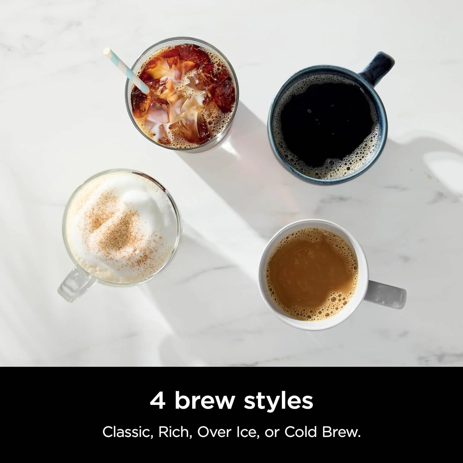 Extra Large Hot and Iced Coffee Maker with Fast Cold Brew, 4 Brewing Methods, 8 Sizes (Small to Travel), Single-Cup Coffee Maker, 12-Cup Capacity