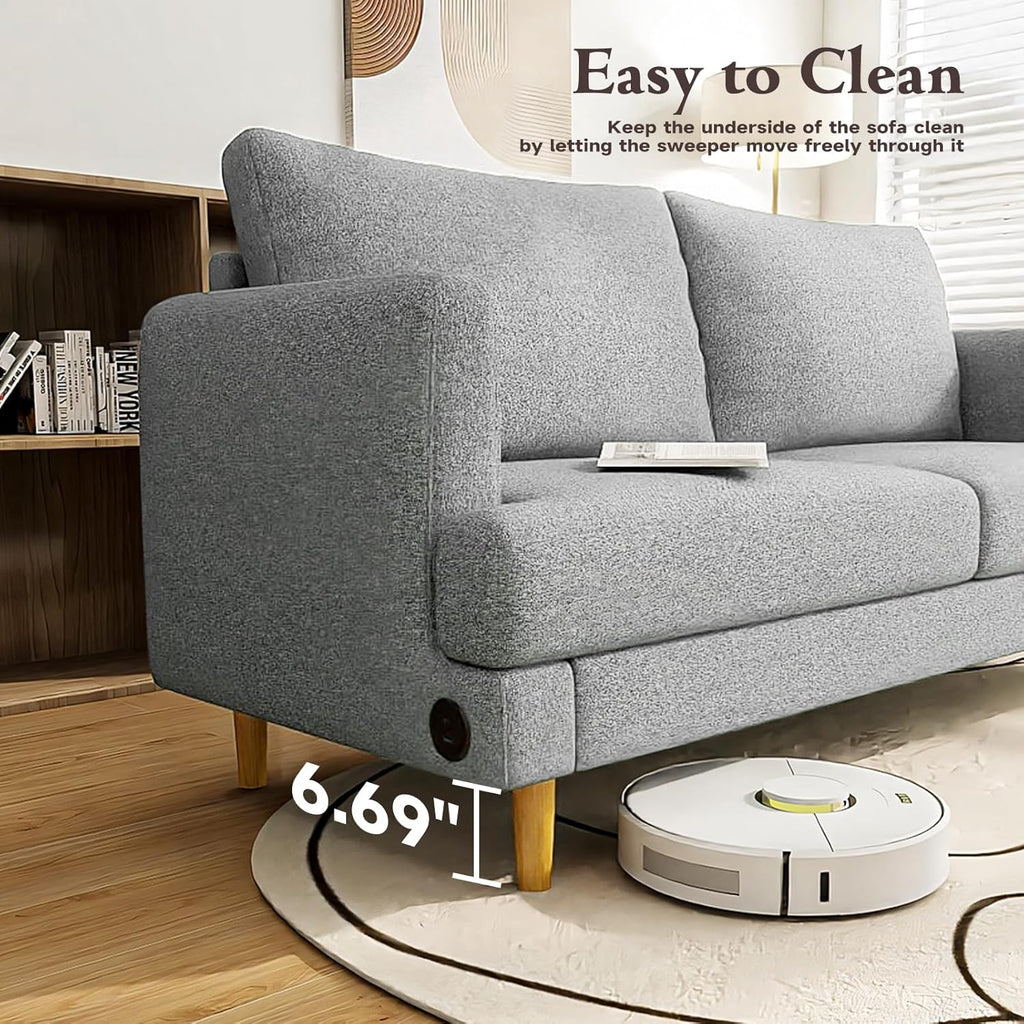 Loveseat Sofa Couch for Living Room USB Type C Ports Dark Gray Upholstered Small Couches