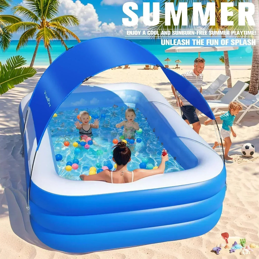 Inflatable Pool with Canopy Upgraded Inflatable Swimming Pool Large Inflatable Blow up Pools