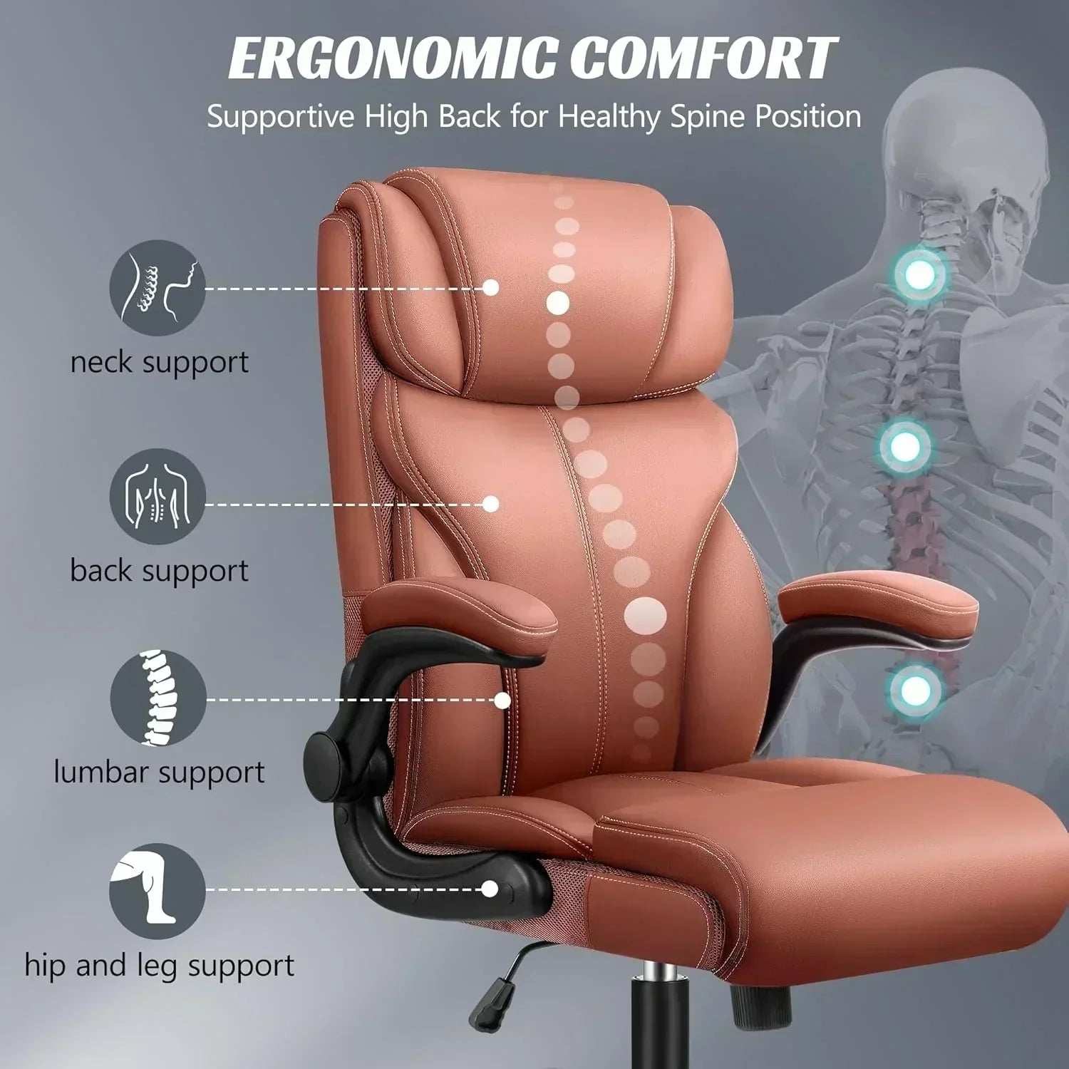 Office Chair Large High-Foot Computer Desk Chair Chair Lumbar Support Rotating Computer Chair