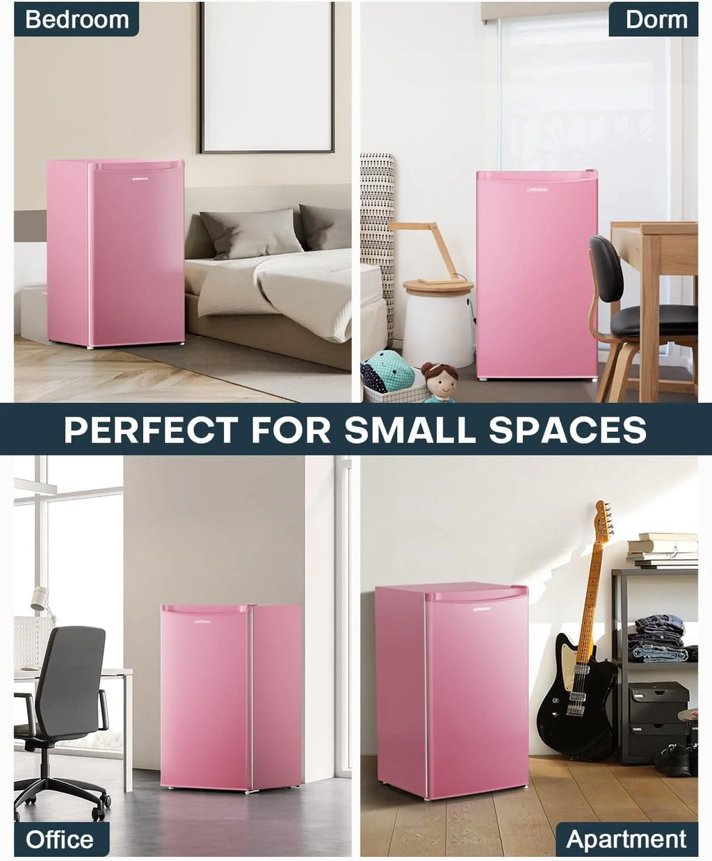 Upstreman 3.2 Cu.Ft Mini Fridge with Freezer, Single Door Mini Fridge, Dorm Fridge, Adjustable Thermostat, Mini Refrigerator