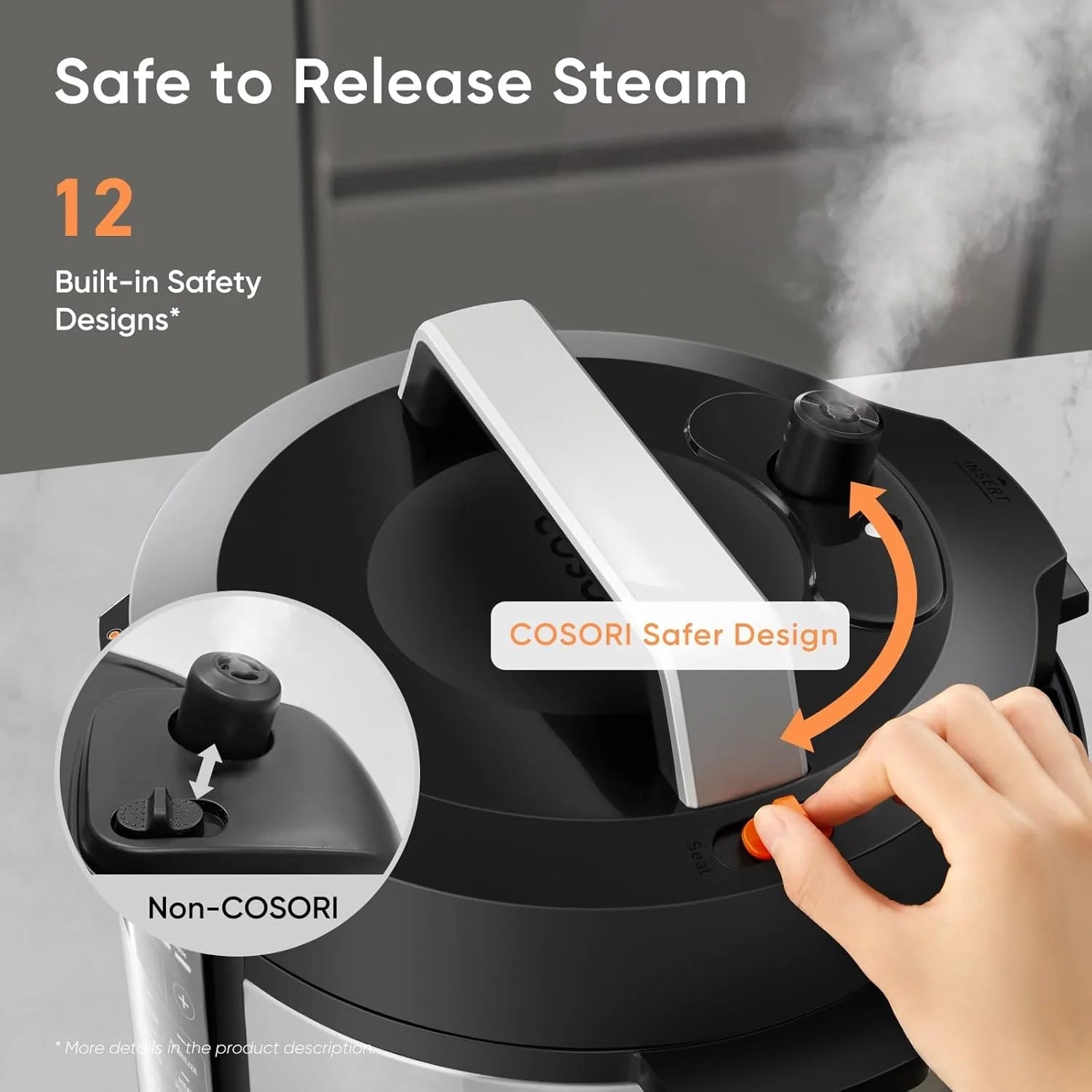 COSORI 6-Quart Stainless Steel Pressure Cooker Multi-Function Cooker with Ceramic Inner Pot for Rice, Slow Cooking, Sous Vide, and Stir-frying