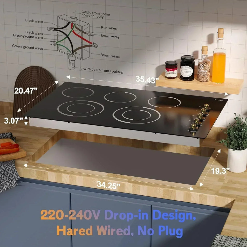 Electric Cooktop 30 Inch - 5 Burners Built-in Ceramic Cooktop 30 Electric Stove Top