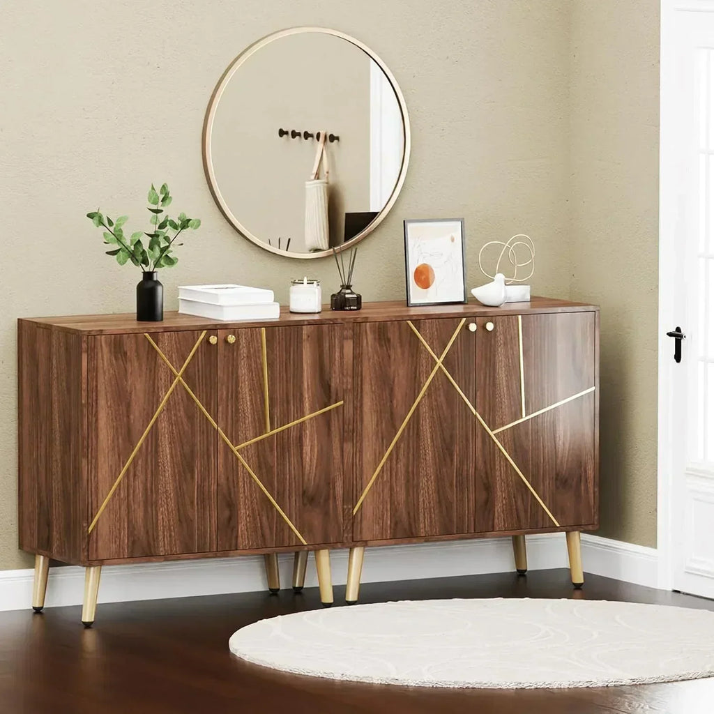Free Standing Cabinet Black Wood for Living Room Bedroom Dining Room Hallway