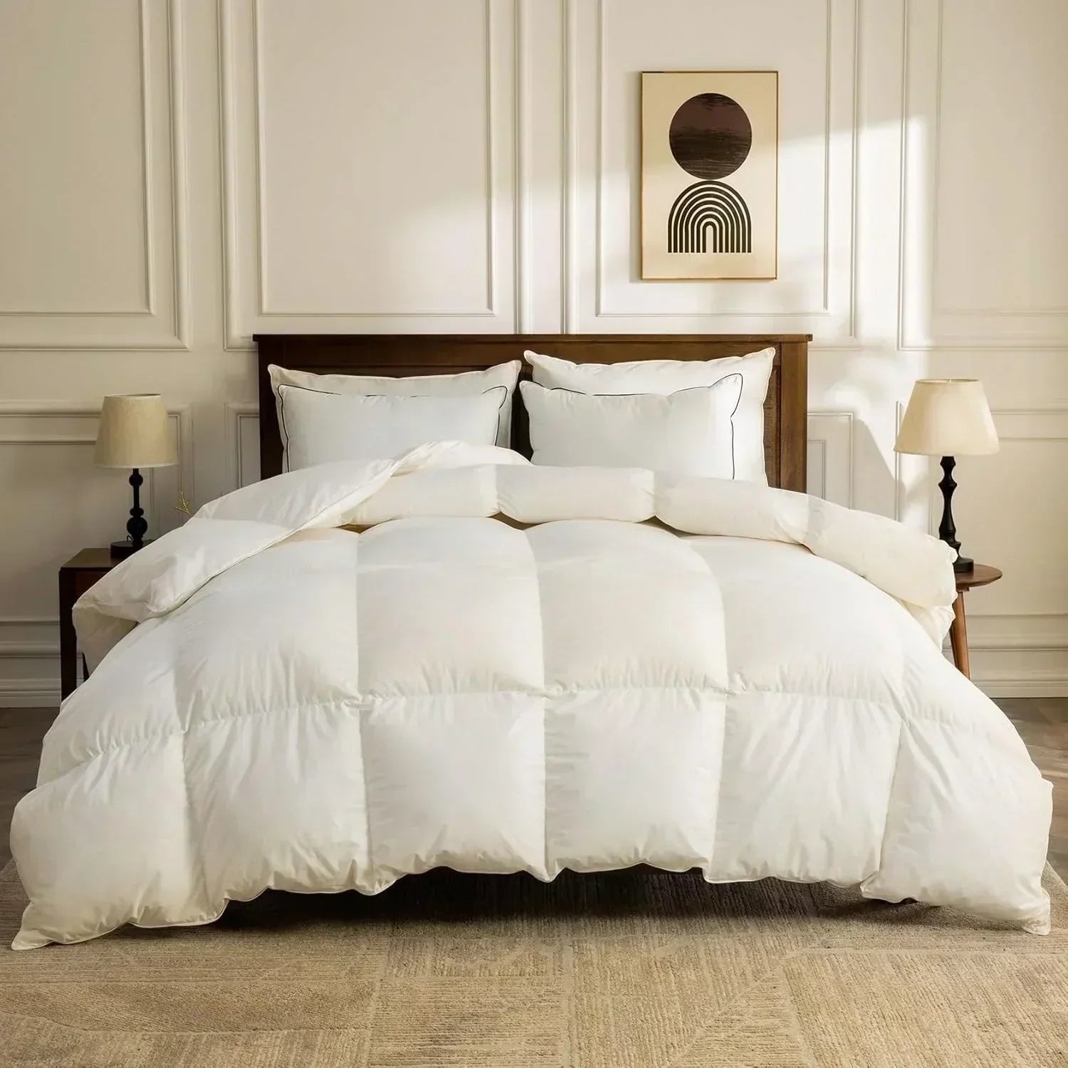 Organic down comforter queen size fluffy down core 100% cotton cover fluffy down filling