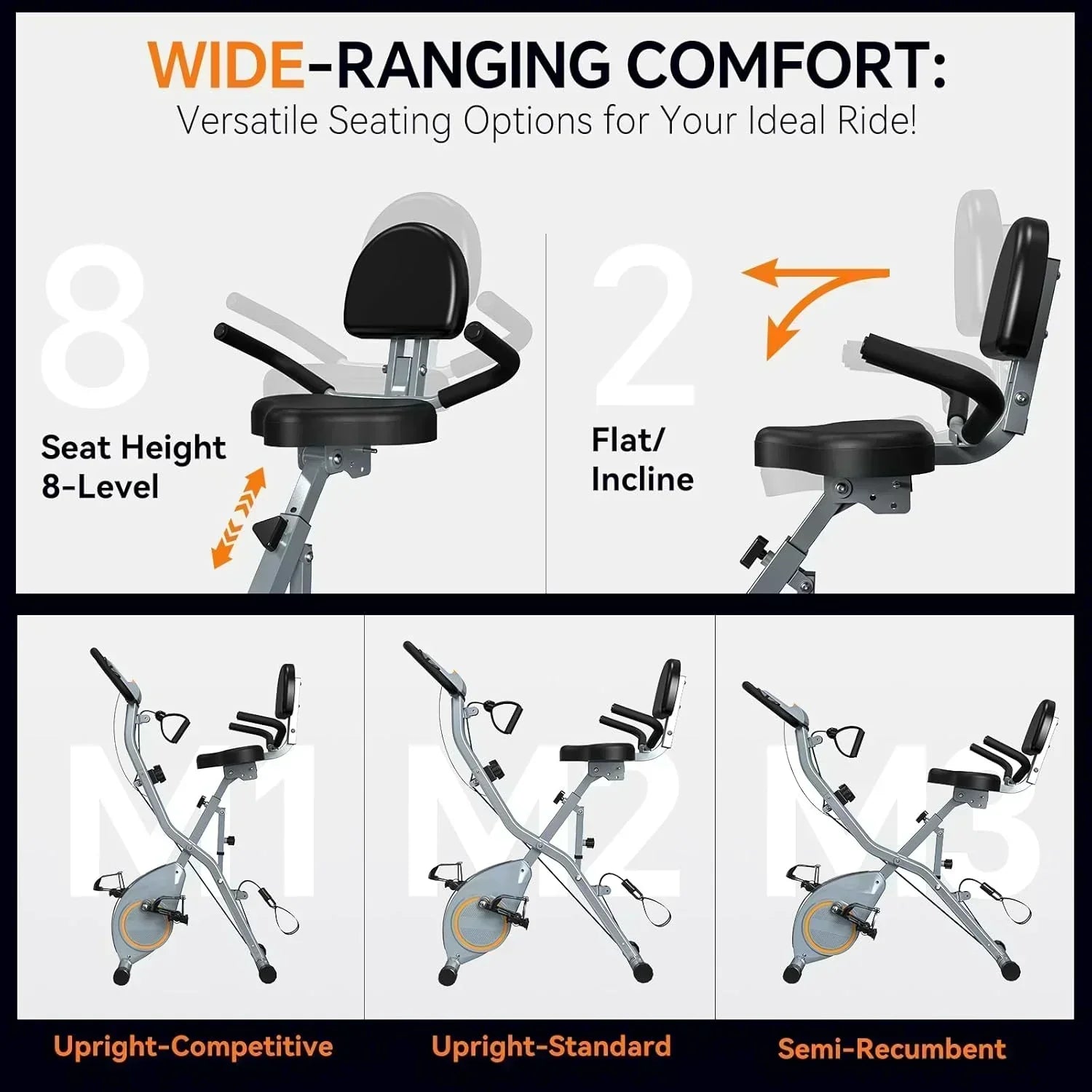 Foldable Exercise Bike Stationary Bikes  5 IN 1 Indoor Workout Cycling Bike Quiet Magnetic Resistance