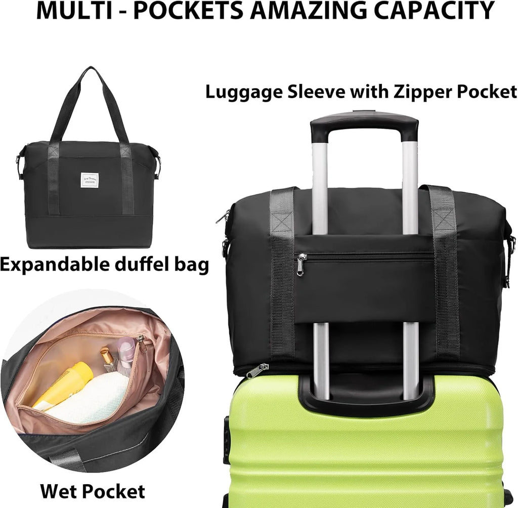 LONG VACATION 6 Piece Luggage Set Carry on Suitcase with ABS+PC hardshell, Spinner Wheels & YKK Zipper TSA Lock