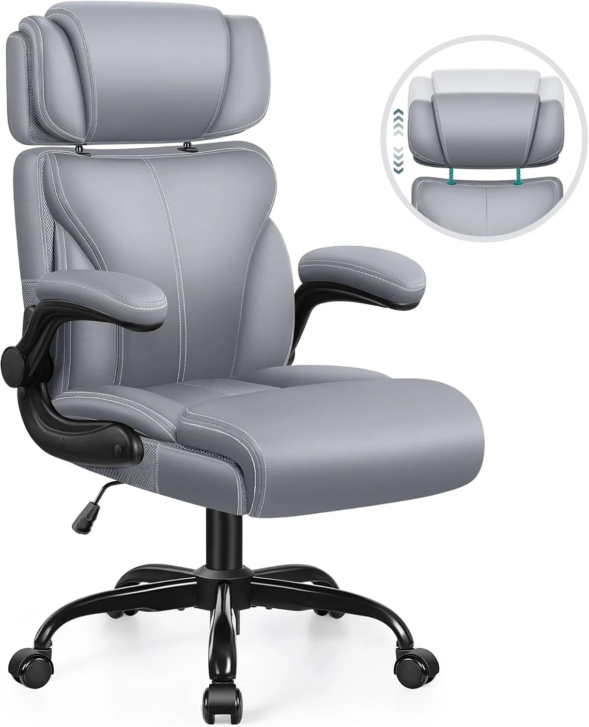 Office Chair Large High-Foot Computer Desk Chair, Breathable Leather Chair Lumbar Support Rotating Computer Chair