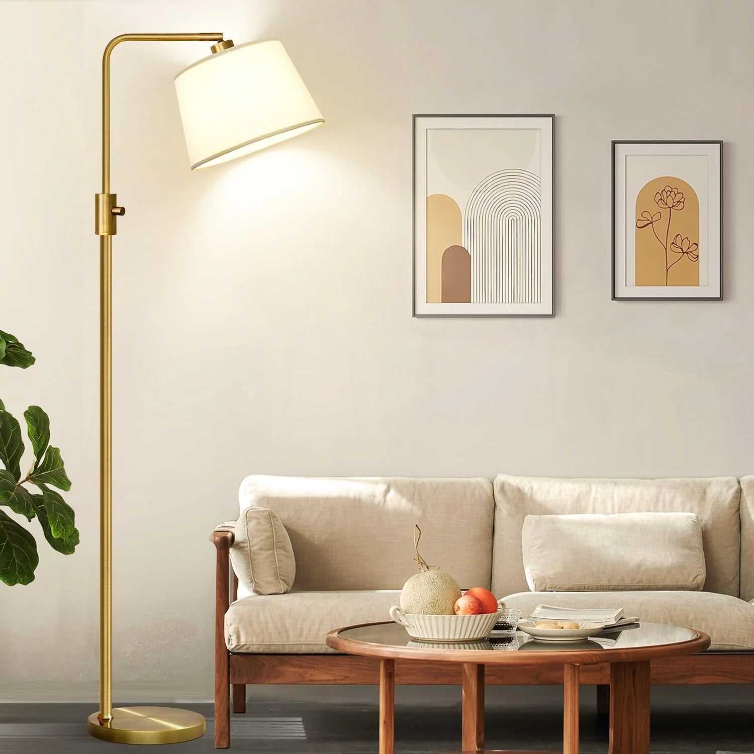 Dimmable LED Floor Lamp with Adjustable Head and Edison Style Bulb