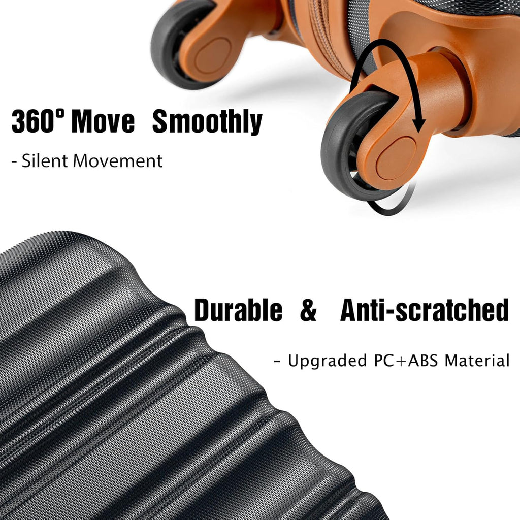 LONG VACATION 6 Piece Luggage Set Carry on Suitcase with ABS+PC hardshell, Spinner Wheels & YKK Zipper TSA Lock