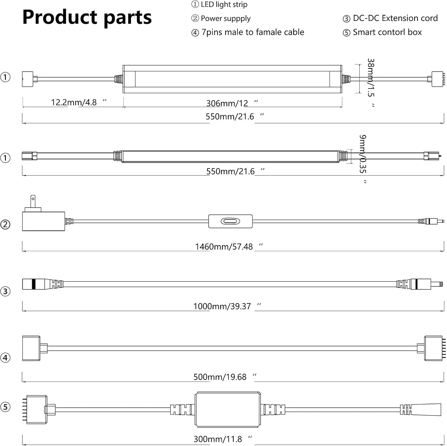 Smart under-cabinet lighting strip white and color-changing dimmable