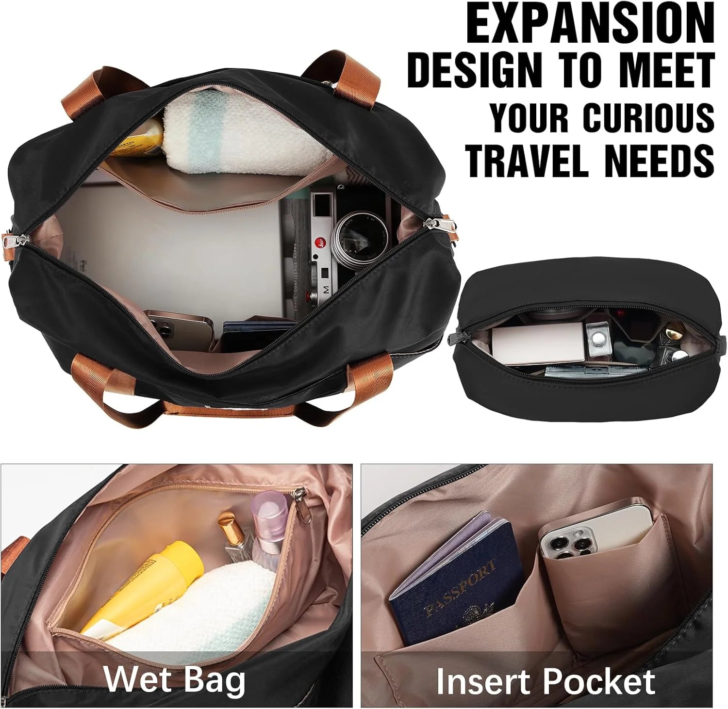 LONG VACATION 6 Piece Luggage Set Carry on Suitcase with ABS+PC hardshell, Spinner Wheels & YKK Zipper TSA Lock