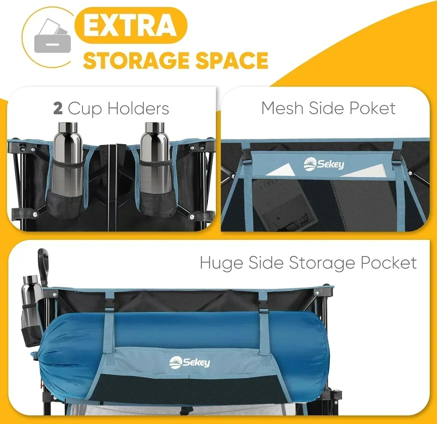400L Large Capacity Folding Double Decker Wagon with Brakes 50 Extra Long Extender Cart