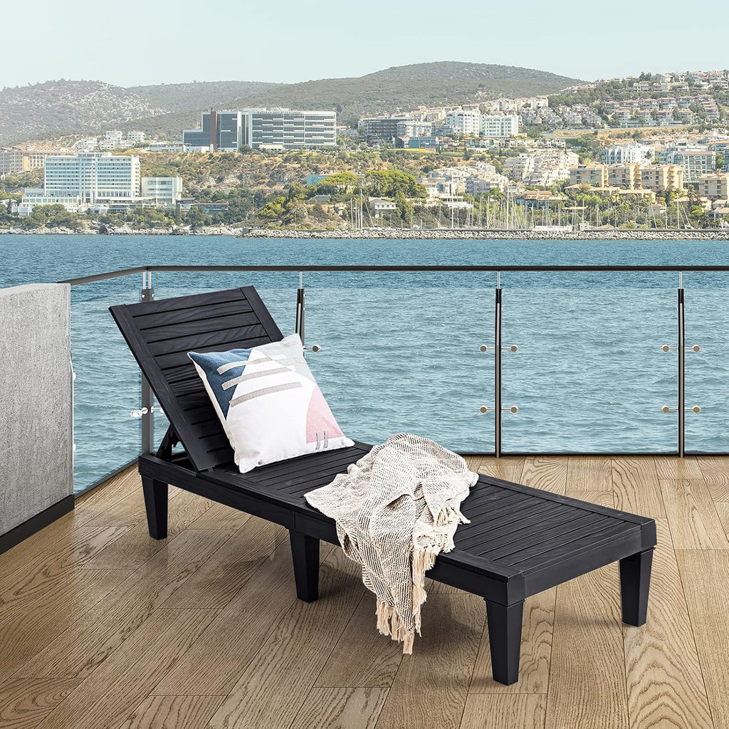 Outdoor Chaise Lounge Chair Lightweight Patio Lounge Recliner Chair with Adjustable Backrest