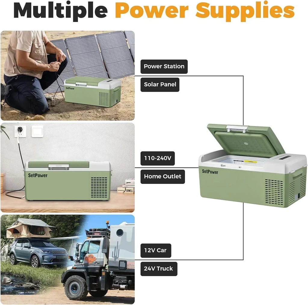12V Refrigerator 21 Quart Portable Freezer 50 Hours Keep Cool Electric Cooler Car Refrigerator