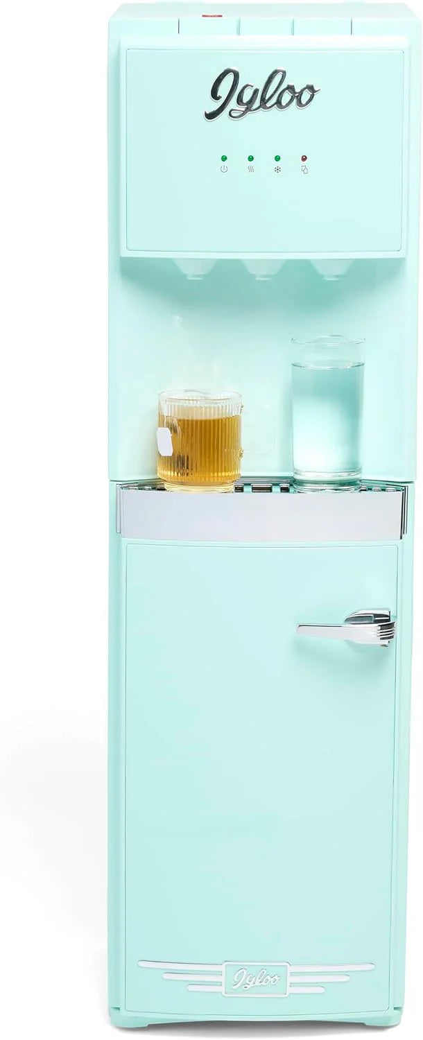 Igloo Top Loading Water Cooler Hot Cold Dispenser Black Stainless Steel